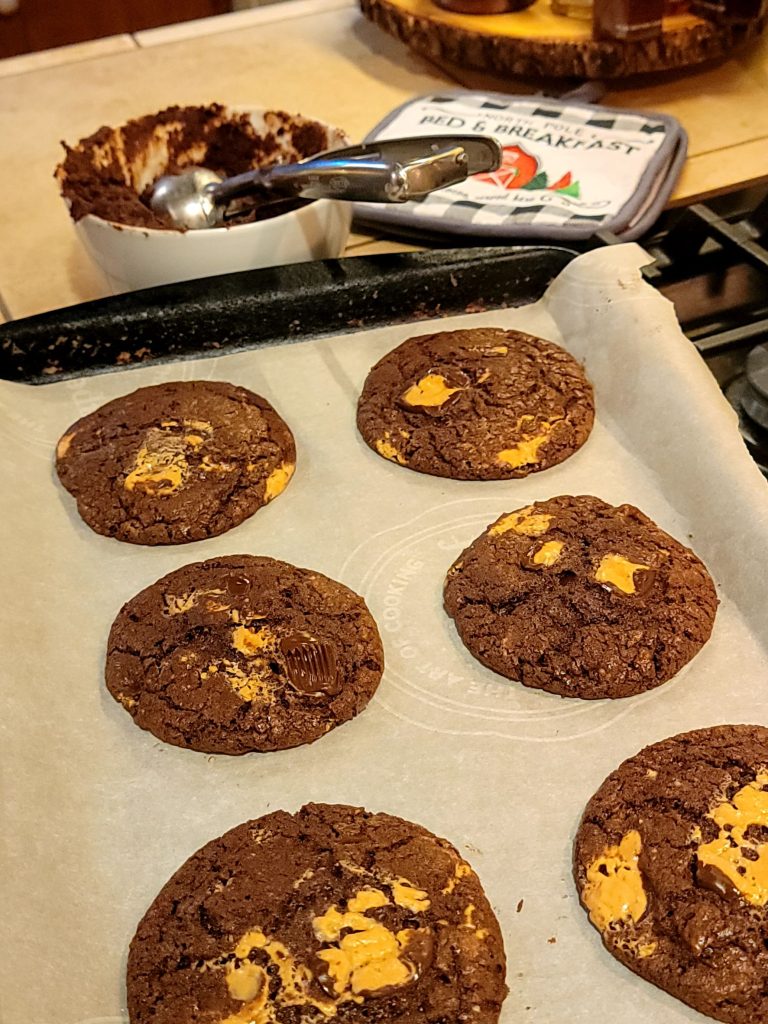 Double Chocolate Chip Cookies with Peanut Butter Cups (Gluten Free)