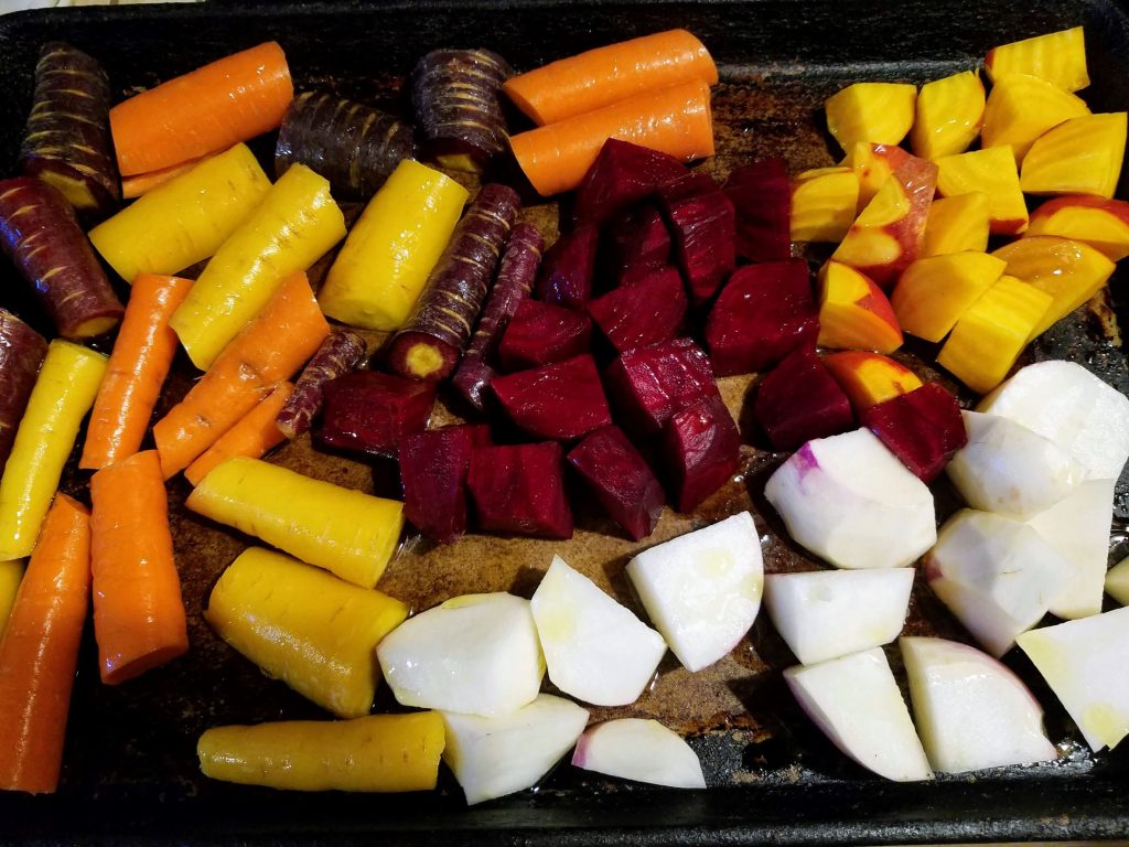 Roasted Carrots with Maple, Balsamic, Cranberries and Pecans