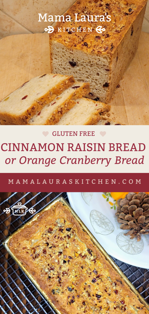Cinnamon Raisin Bread or Orange Cranberry Bread (Gluten Free)