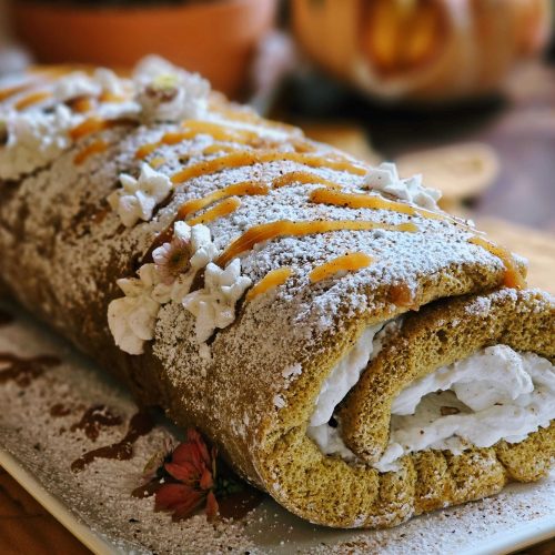 Pumpkin Roll with Toffee Filling