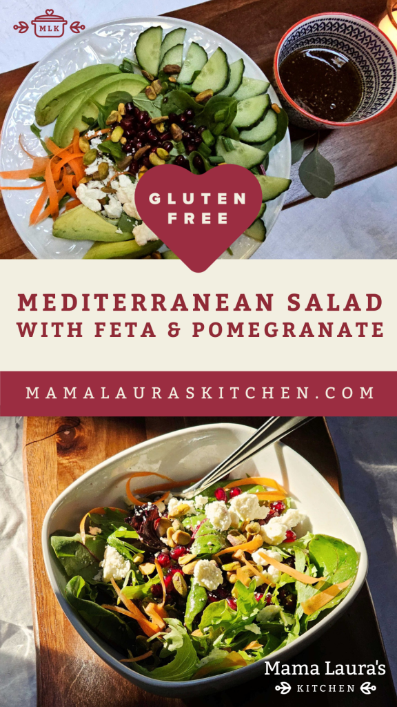 Mediterranean Salad with Feta and Pomegranate (Gluten Free)