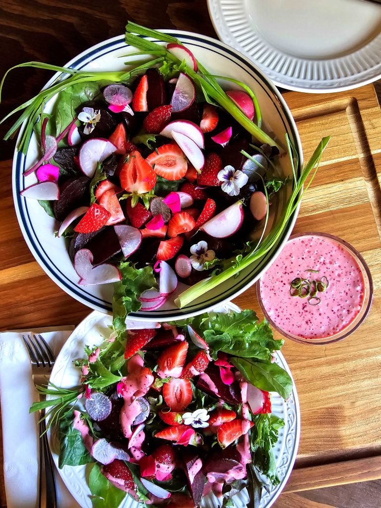 Summery Beet and Strawberry Salad with Plum Dressing (Gluten Free)