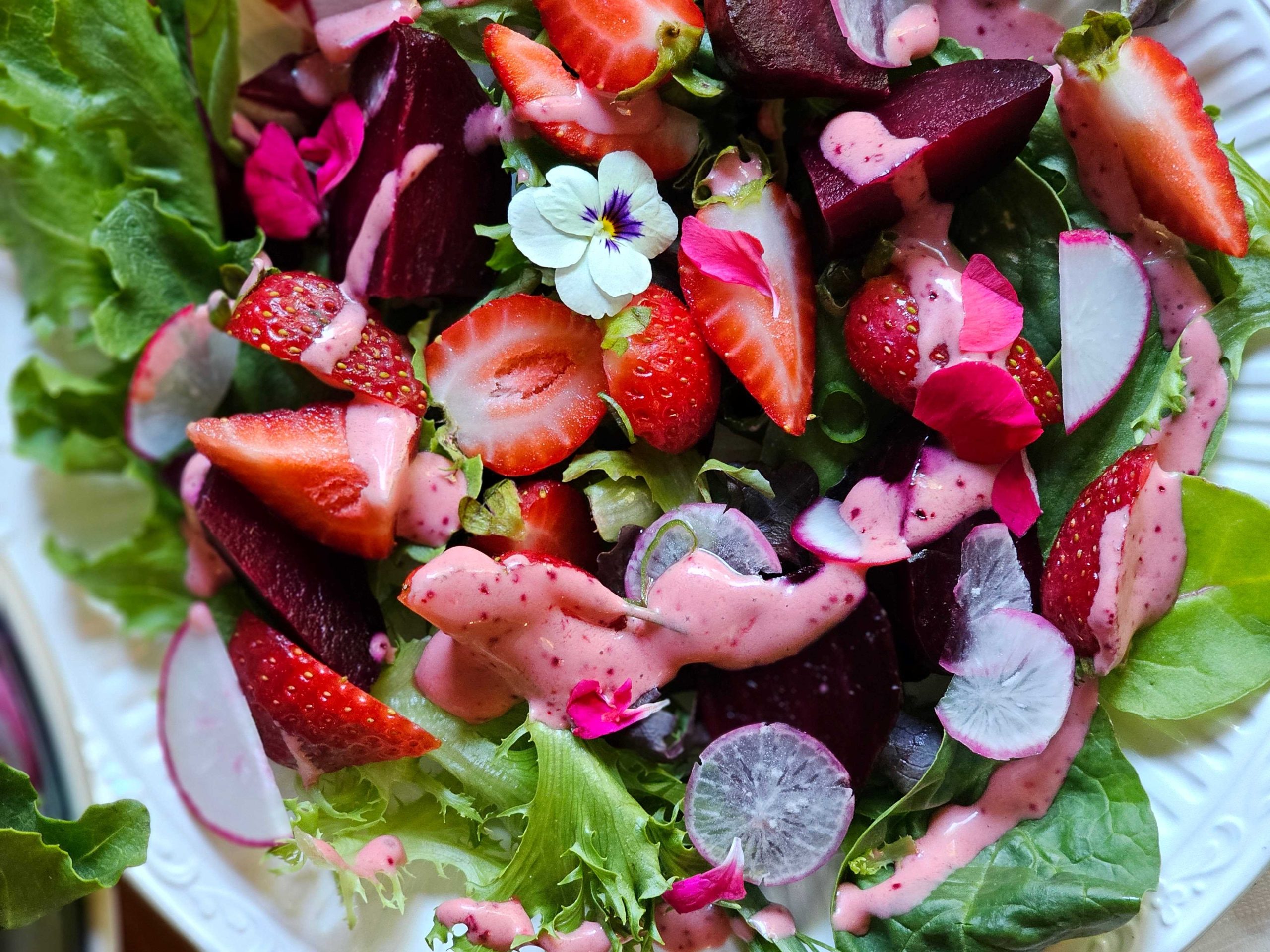 Summery Beet and Strawberry Salad with Plum Dressing